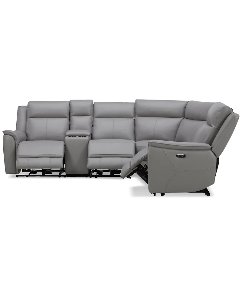 Addyson 117" 5-Pc. Leather Sectional with 3 Zero Gravity Recliners Power Headrests, Created for Macy's
