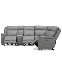 Addyson 117" 5-Pc. Leather Sectional with 3 Zero Gravity Recliners Power Headrests, Created for Macy's