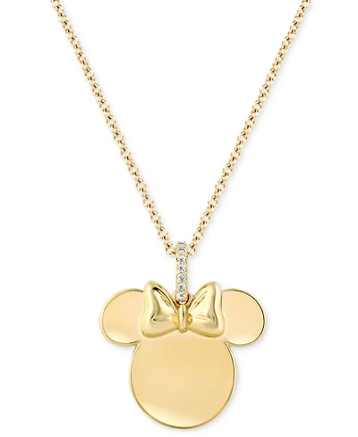 Disney Wonder Fine Jewelry Diamond Accent Minnie Mouse Polished Silhouette 18" Pendant Necklace in Gold-Plated Sterling Silver