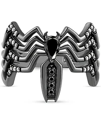 Marvel Wonder Fine Jewelry Onyx & Diamond (1/10 ct. t.w.) Venom Spiderman Ring in Black Rhodium-Plated Sterling Silver