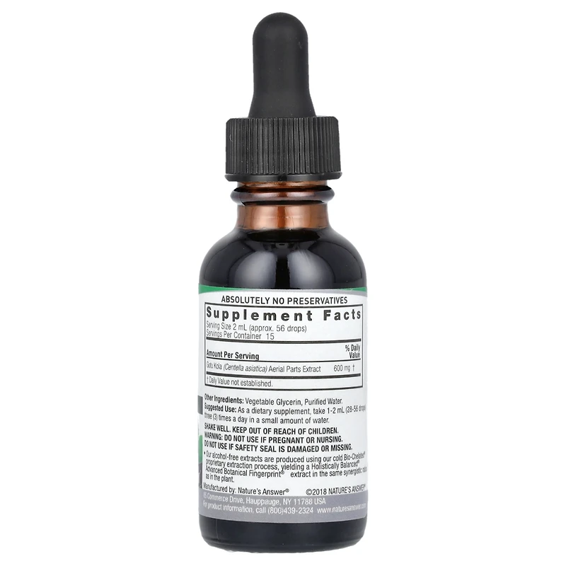 Nature's Answer Gotu Kola Extract Alcohol-Free 2 000 mg - 1 fl oz (30 ml)