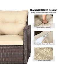 Slickblue 3 Pcs Patio Rattan Furniture Set Cushioned Conversation Coffee Table