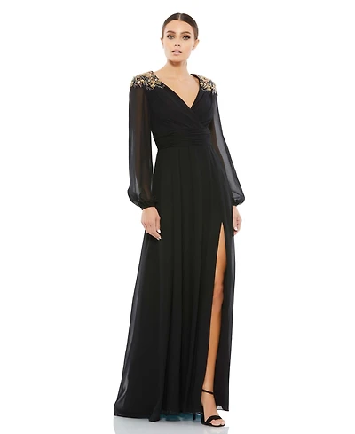 Women's Ieena Embellished Shoulder Blouson Sleeve Evening Gown