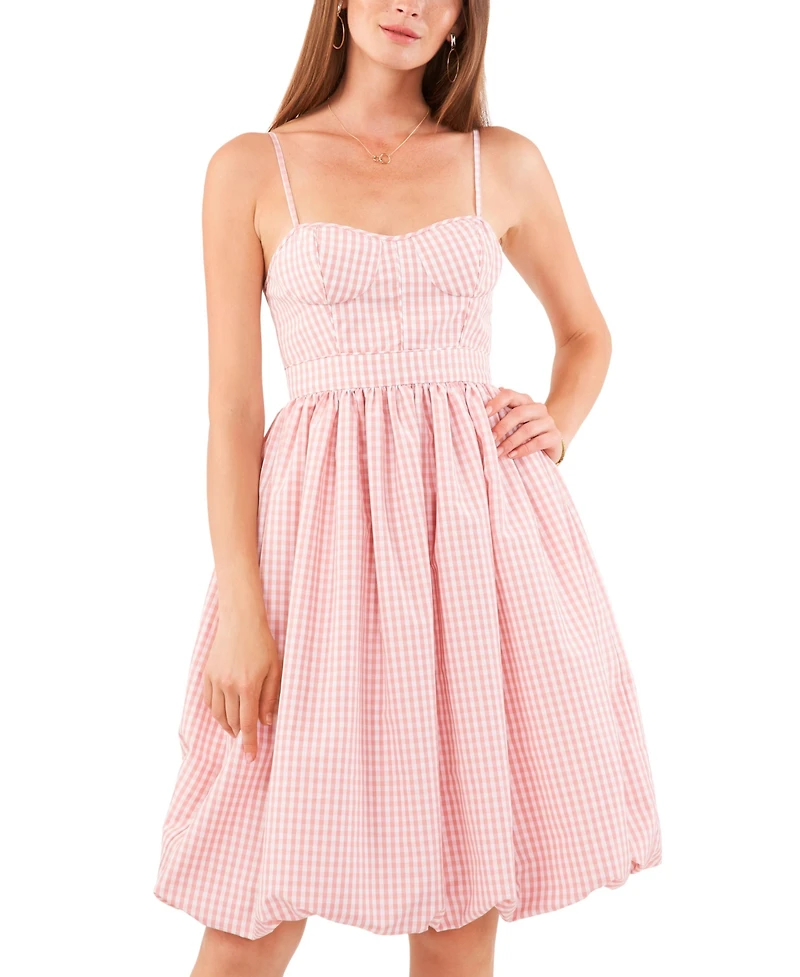 1.state Women's Gingham Bubble Hem Dress