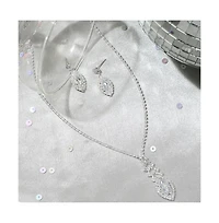 Sohi Women's Silver Crystal Bling Necklace And Earrings (Set Of 2