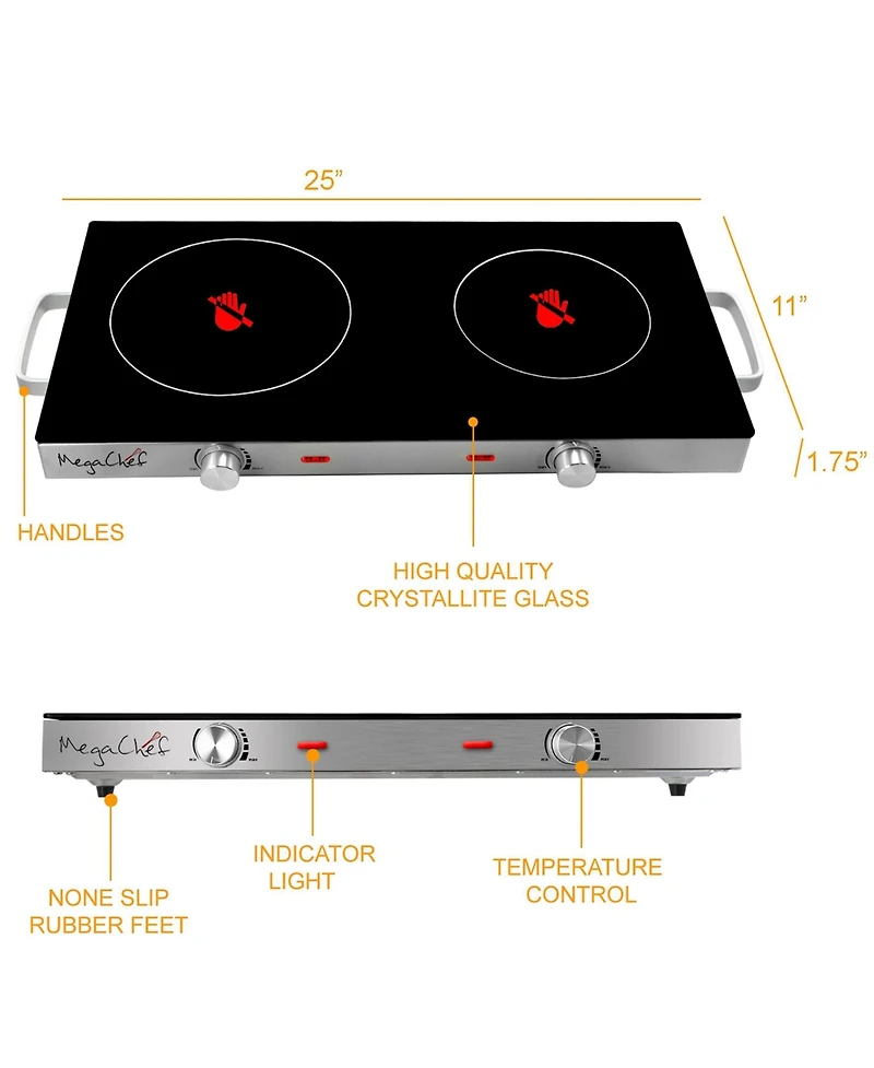 MegaChef 1700 Watts Ceramic Infrared Double Electric Cooktop