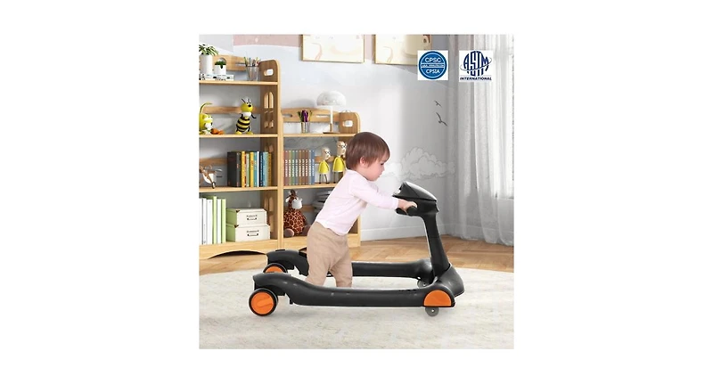 2-in-1 Foldable Activity Push Walker with Adjustable Height