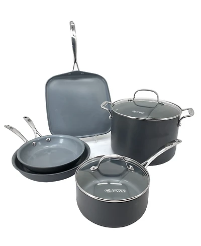 Commercial Chef 7-Piece Ecopan Cookware Set for Home & Kitchen, Hard Anodized Aluminum Pots and Pans Set Nonstick with Skillet, Saucepan, Stock Pot an