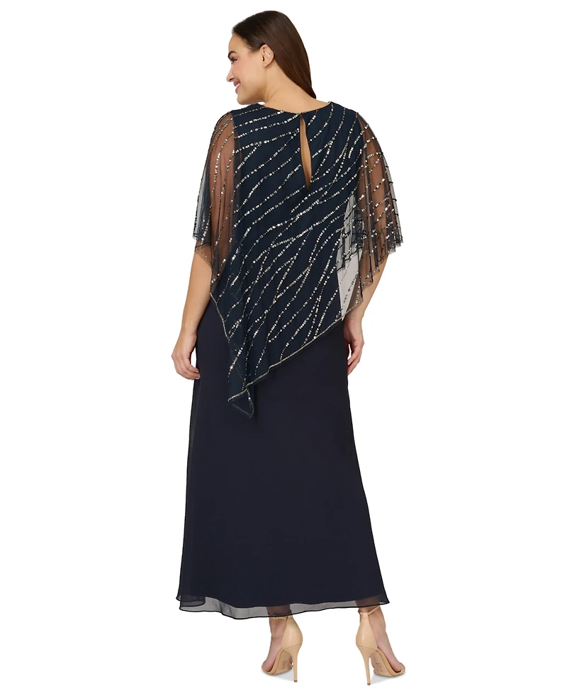 Adrianna Papell Plus Size Beaded Popover Gown