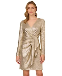 Adrianna Papell Women's Foiled Long-Sleeve Dress