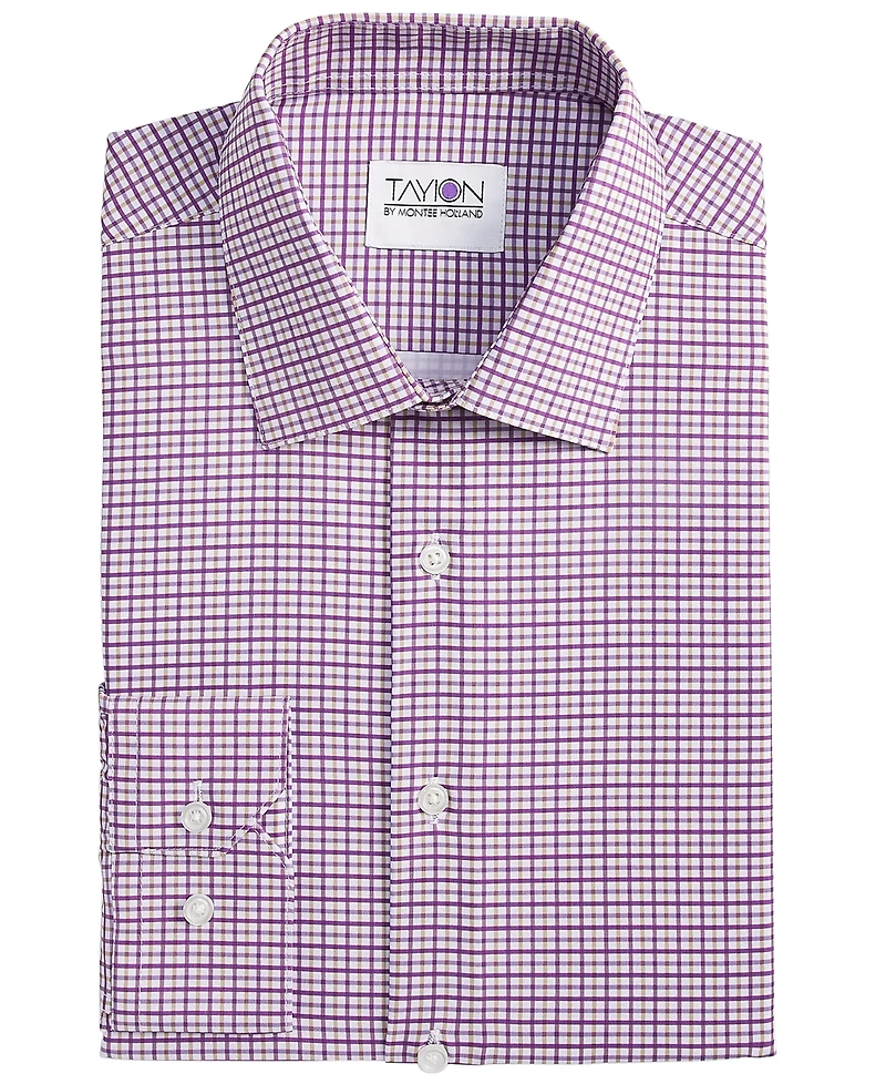 Tayion Collection Men's Slim-Fit Plaid Dress Shirt