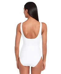 Lauren Ralph Ring Over The Shoulder Tummy Control One Piece Swimsuit