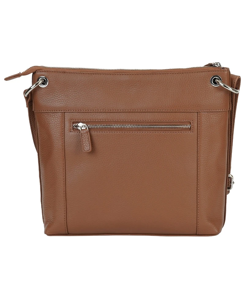 Mancini Pebble Trish Leather Crossbody Handbag with Organizer