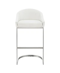 Armen Living Katherine 30" Bar Stool in Brushed Stainless Steel with Faux Leather