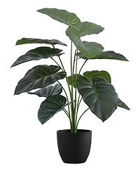 Monarch Specialties 24" Indoor Artificial Alocasia Plant with Decorative Black Pot