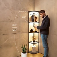 Fenlo Fantasy Edge - Corner Glass Display Shelf Floor Lamp with Fully Dimmable Led, Remote Control