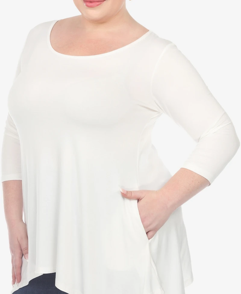 White Mark Plus Makayla Scoop Neck Tunic Top
