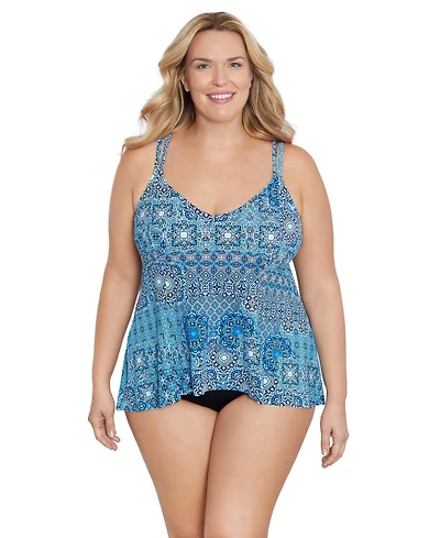 ShapeSolver by Mimi Flamingo Plus Princess Seam Fauxkini One-Piece Swimsuit