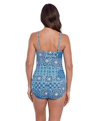 ShapeSolver by Mimi Flamingo Women's Twist Bra Sarong One-Piece Swimsuit