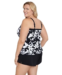 ShapeSolver by Mimi Flamingo Plus High Neck Tankini Swimsuit Top