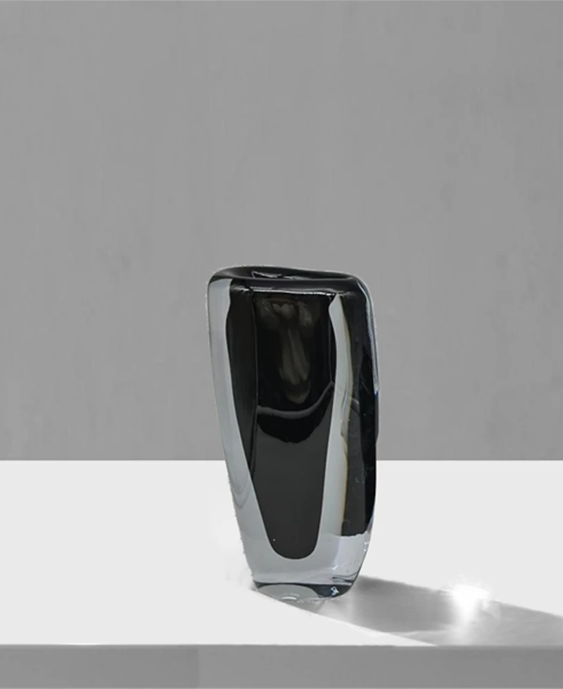 Vivience 11.5"H Black Inner Double Wall Glass Vase