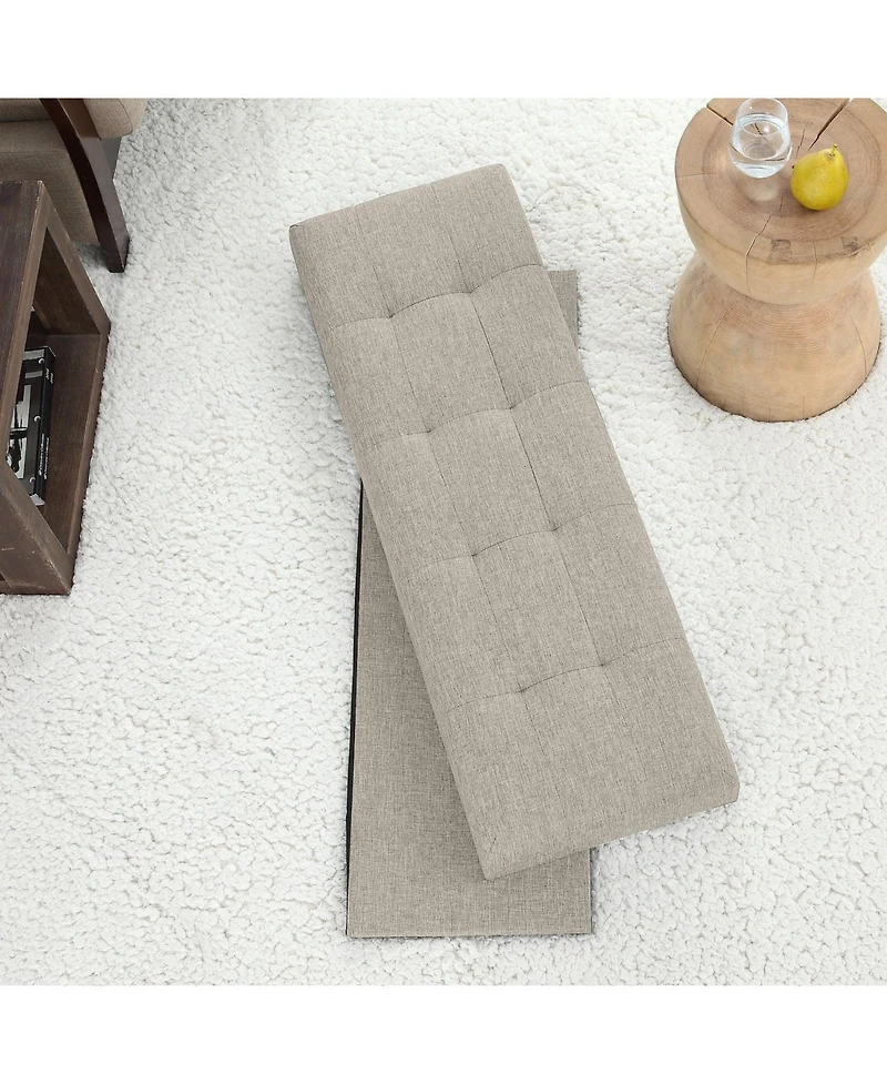 Foldable Tufted Storage Ottoman