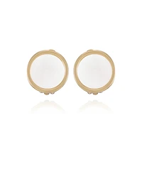 T Tahari Gold-Tone Circle Dime Clip On Button Earrings