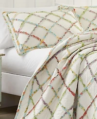 Laura Ashley Ruffle Garden Appliqued Diamond Cotton Quilt