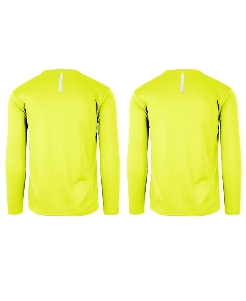 Galaxy By Harvic Men's Long Sleeve Moisture-Wicking Performance Crew Neck Tee -2 Pack