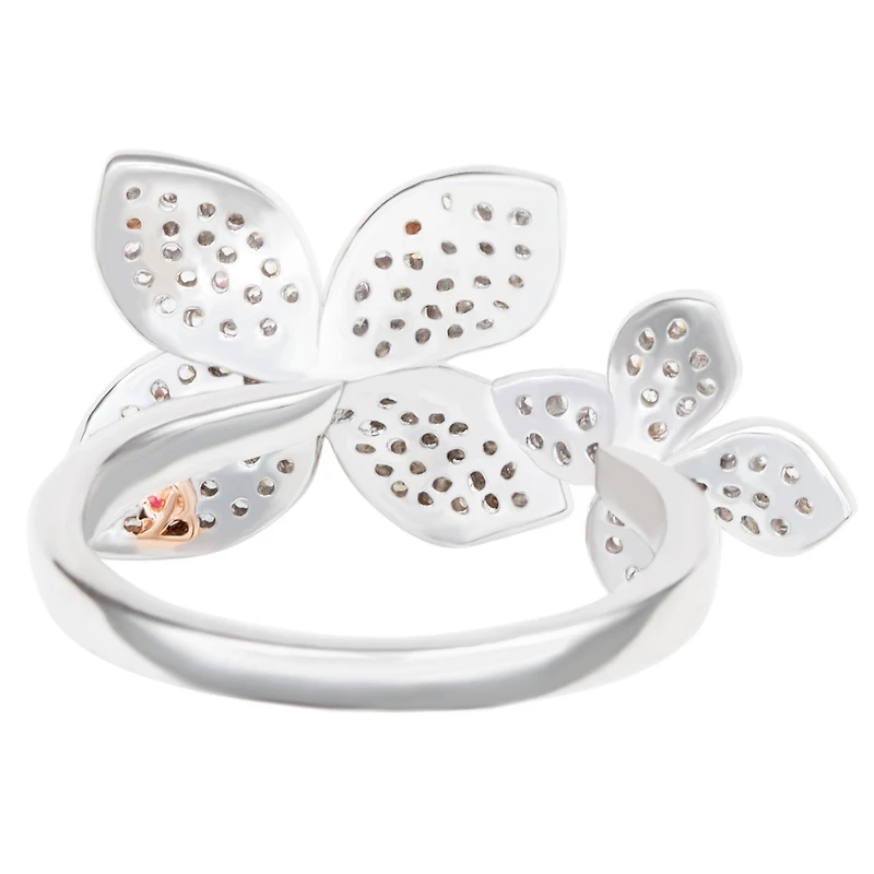 Suzy Levian Sterling Silver Pink Sapphire & Created White Half Moon Cluster Flower Pendant