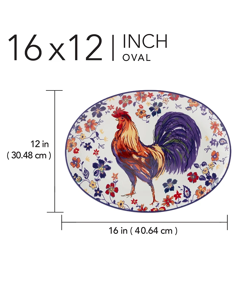 Certified International Morning Rooster Oval Platter