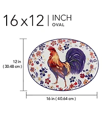 Certified International Morning Rooster Oval Platter