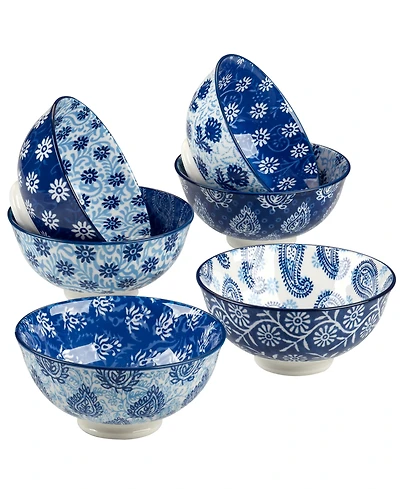 Certified International Carnival Blue Set of 6 All Purpose Bowl, 4.75" 6 Asst