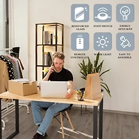 Fenlo Fantasy Plus - Glass Display Shelf Floor Lamp with Fully Dimmable Led, Remote Control