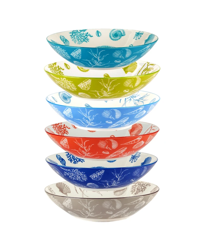Certified International Seaside Set of 6 Soup or Pasta Bowl, 6 Asst