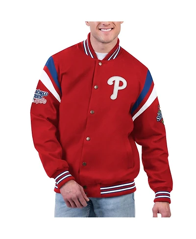 Men's G-iii Sports by Carl Banks Red Philadelphia Phillies Quick Full-Snap Varsity Jacket