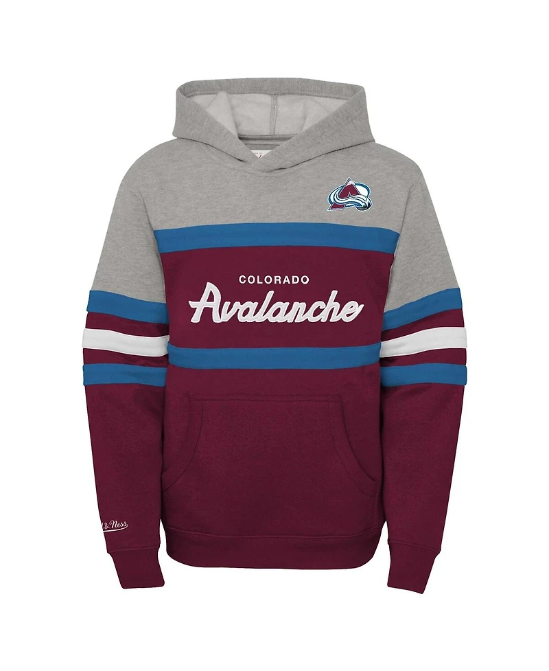 Big Boys Mitchell & Ness Burgundy Colorado Avalanche Head Coach Pullover Hoodie