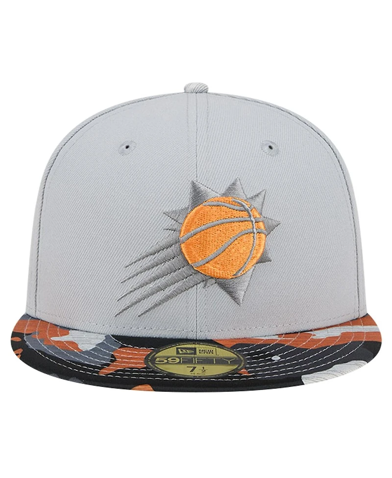 Men's New Era Gray Phoenix Suns Active Color Camo Visor 59FIFTY Fitted Hat