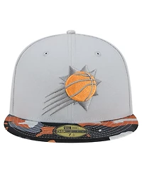 Men's New Era Gray Phoenix Suns Active Color Camo Visor 59FIFTY Fitted Hat