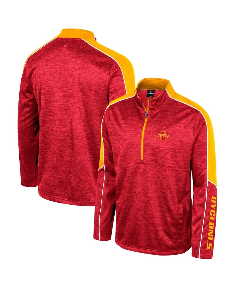 Men's Colosseum Cardinal Iowa State Cyclones Marled Half-Zip Jacket