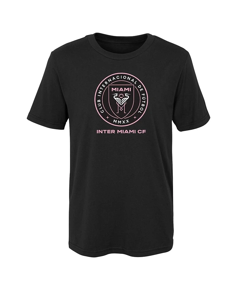 Little Boys and Girls Black Inter Miami Cf Primary Logo T-shirt
