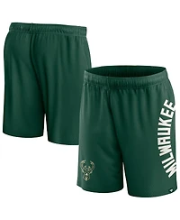 Men's Fanatics Hunter Green Milwaukee Bucks Post Up Mesh Shorts