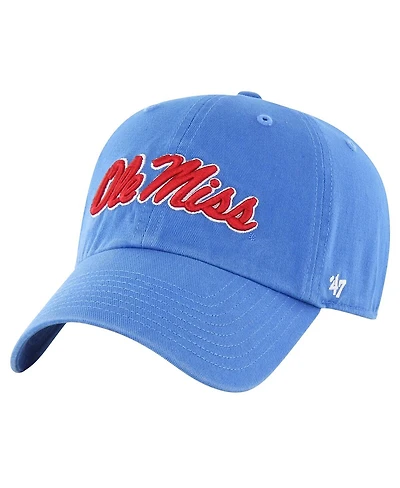 Men's '47 Brand Powder Blue Distressed Ole Miss Rebels Vintage-Like Clean Up Adjustable Hat