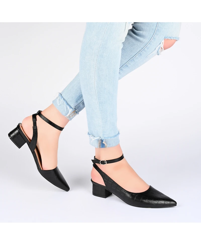Journee Collection Women's Keefa Ankle Strap Slingback Heels