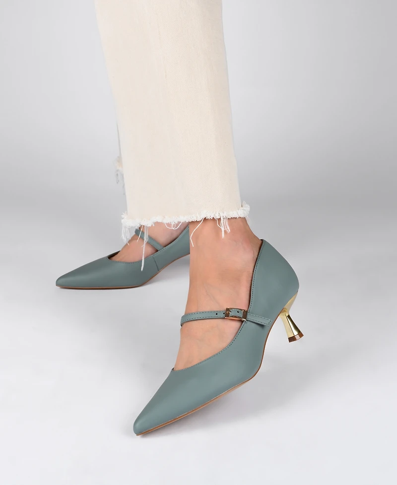 Journee Collection Women's Manza Pointed Toe Mary Jane Kitten Heel Pumps