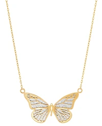 Italian Gold Two-Tone Butterfly 18" Pendant Necklace in 10k Gold