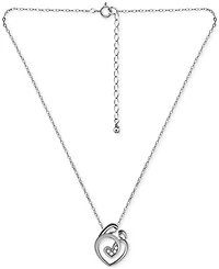 Giani Bernini Cubic Zirconia Mother & Child Pendant Necklace, 16" + 2" extender, Created for Macy's