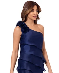 Xscape Women's Tiered Chiffon One-Shoulder Dress