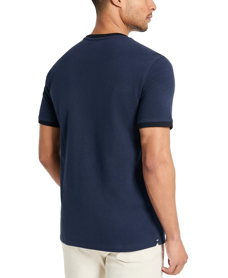 Kenneth Cole Men's Contrast-Trim Textured Short Sleeve T-Shirt