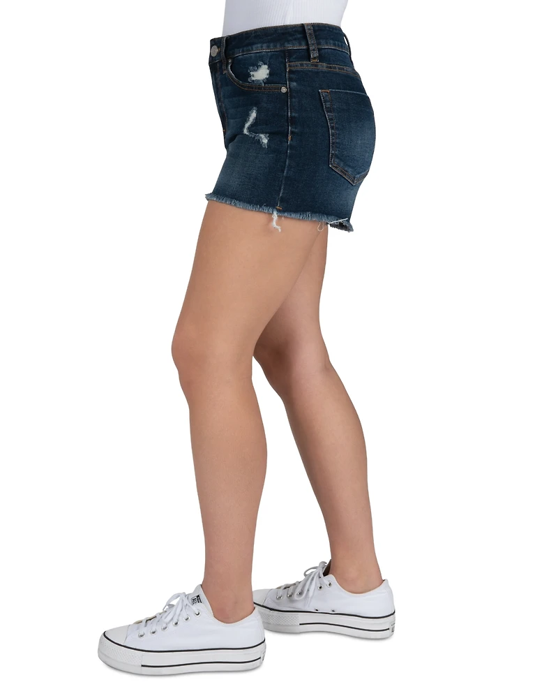 Indigo Rein Juniors' Frayed-Hem Destructed Shorts
